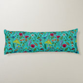 Coussins Longs Fleurs sauvages et papillons de nuit sur turquoise (Dos)
