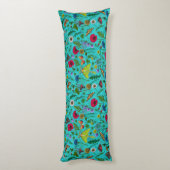 Coussins Longs Fleurs sauvages et papillons de nuit sur turquoise (Dos (Vertical))