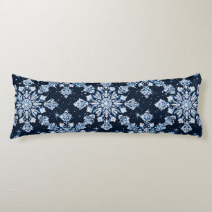 Coussins Longs Flocons de neige 3d bleus