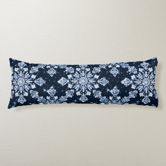 Coussins Longs Flocons de neige 3d bleus (Devant)