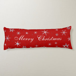 Coussins Longs Flocons de neige de rouge de Joyeux Noël