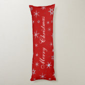 Coussins Longs Flocons de neige de rouge de Joyeux Noël (Dos (Vertical))