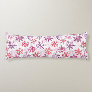 Coussins Longs Flocons de neige rouges violets Noël