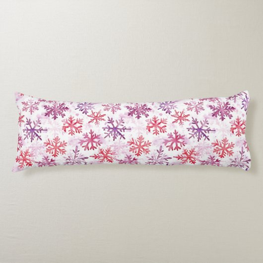 Coussins Longs Flocons de neige rouges violets Noël (Devant)