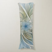 Coussins Longs Floral Dream Motif Abstrait Blue Khaki Fractal (devant Vertical)