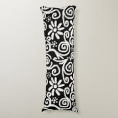 Coussins Longs Floral noir blanc & Fleurs Motif de fleurs (Devant (Vertical))