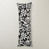 Coussins Longs Floral noir blanc & Fleurs Motif de fleurs (Dos (Vertical))
