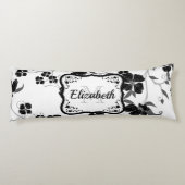 Coussins Longs Floral noir et blanc (Dos)