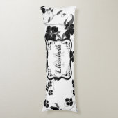 Coussins Longs Floral noir et blanc (Devant (Vertical))