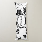 Coussins Longs Floral noir et blanc (Dos (Vertical))