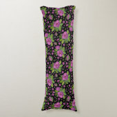 Coussins Longs Floral Pattern Lilac Pink Green Black (Devant (Vertical))