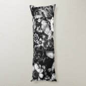 Coussins Longs Florale d'antiquité monochrome avec papillons (Dos (Vertical))