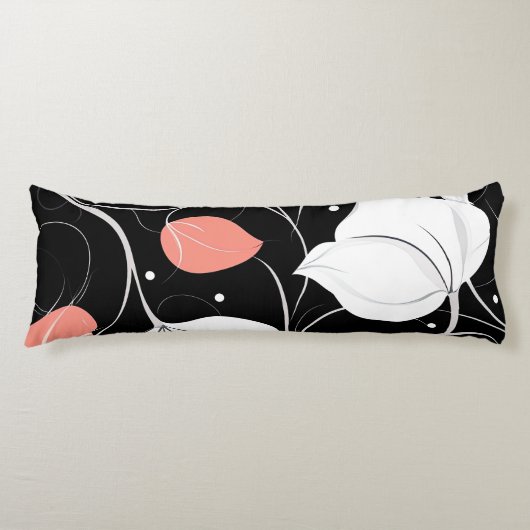 Coussins Longs Flore chic monochrome avec des accents blush (Devant)