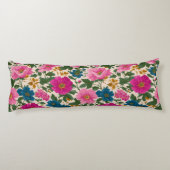 Coussins Longs Flore rose et bleu sur l'oreiller de la crème (Dos)