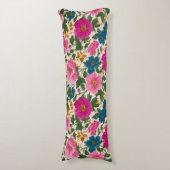 Coussins Longs Flore rose et bleu sur l'oreiller de la crème (Devant (Vertical))