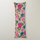 Coussins Longs Flore rose et bleu sur l'oreiller de la crème (Dos (Vertical))