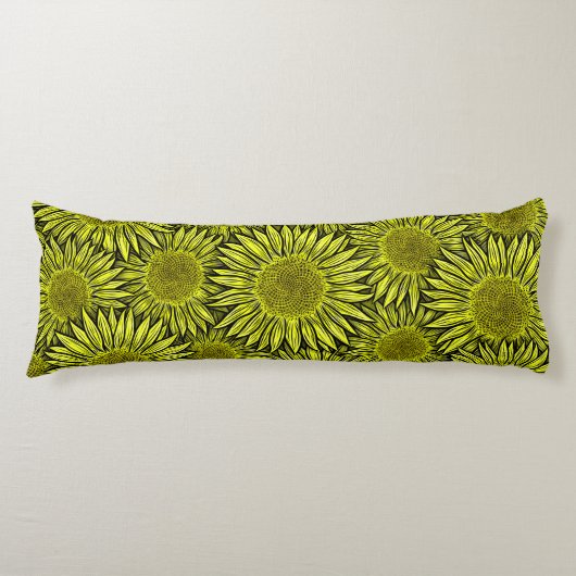 Coussins Longs Flore Rustique Tournesol Jaune Main tirée (Devant)