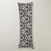 Coussins Longs Flourish Damask Big Pattern Black on Cream (Devant (Vertical))