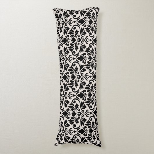 Coussins Longs Flourish Damask Big Pattern Black on Cream (Devant (Vertical))