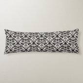 Coussins Longs Flourish Damask Pattern Black on Cream (Devant)