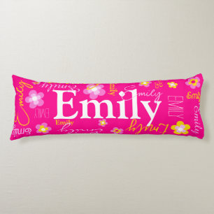 Coussins Longs Flower name motif rose jaune personnalisé