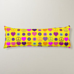 Coussins Longs Flower Power Heart Peace Motif + votre backgr.