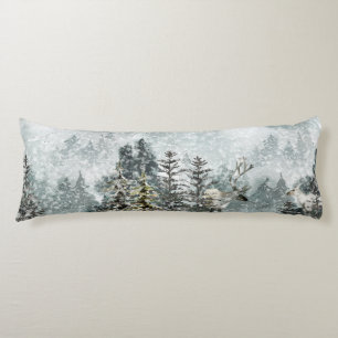 Coussins Longs Foggy Mountain Snowland Forest Stag Deer