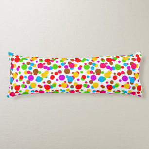 Coussins Longs Fond blanc à pois colorés