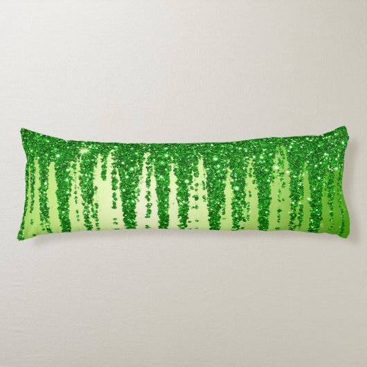 Coussins Longs Fond goutte à goutte de paillettes vertes avec sci (Devant)