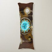 Coussins Longs Fond rouillé Steampunk avec verres turquoise (Devant (Vertical))