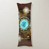 Coussins Longs Fond rouillé Steampunk avec verres turquoise (Dos (Vertical))
