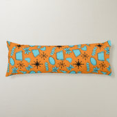 Coussins Longs Formes atomiques MCM Turquoise sur orange (Devant)