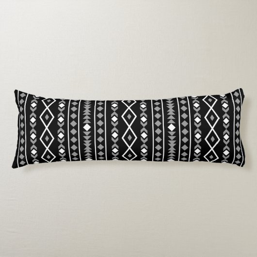 Coussins Longs Formes aztèques Lg V Motif Gris Blanc Noir (Devant)