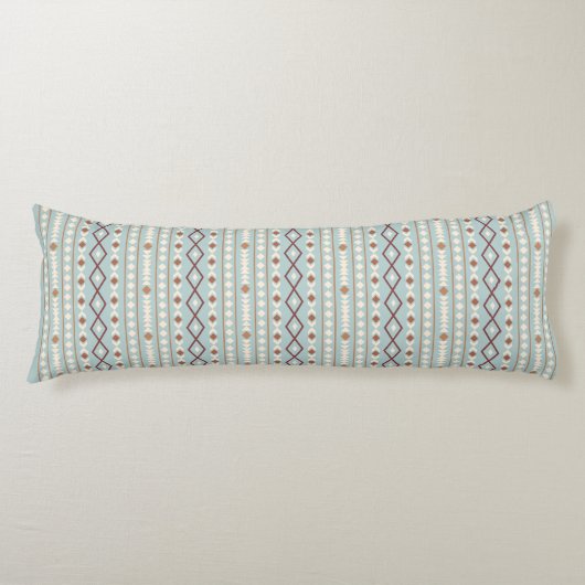 Coussins Longs Formes Aztèques V Motif Rusts Crème Turquoise-Bleu (Devant)