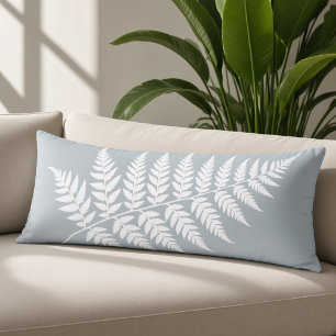 Coussins Longs Fougère blanche bleue glacée inspirée des bois