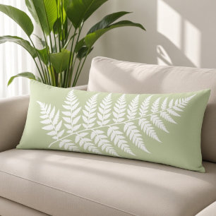 Coussins Longs Fougère blanche inspirée de la forêt verte pistach