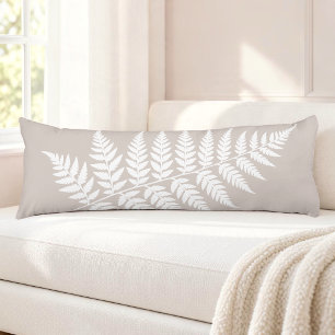 Coussins Longs Fougère blanche taupe mocha inspirée des bois