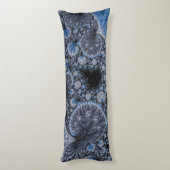 Coussins Longs Fractale abstraite noire bleue (Dos (Vertical))