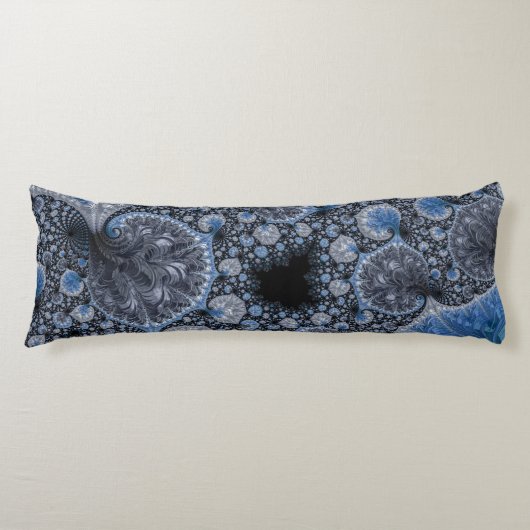 Coussins Longs Fractale abstraite noire bleue (Devant)
