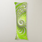 Coussins Longs Fractale en spirale abstraite moderne vert citron (Devant (Vertical))