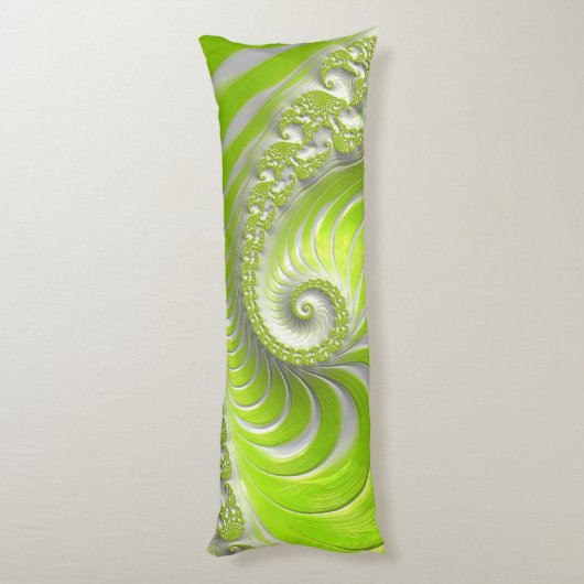 Coussins Longs Fractale en spirale abstraite moderne vert citron (Dos (Vertical))