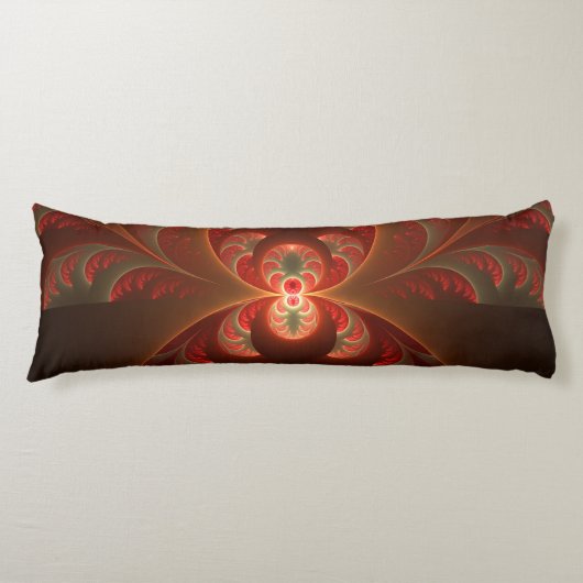 Coussins Longs Fractale moderne abstraite lumineuse orange rouge (Devant)