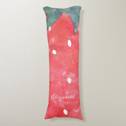Coussins Longs Fraise à l'aquarelle mignonne (Devant (Vertical))