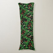 Coussins Longs Fraises sauvages sur le noir (Devant (Vertical))