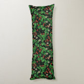 Coussins Longs Fraises sauvages sur le noir (Dos (Vertical))