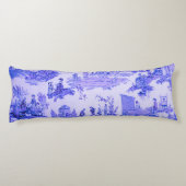Coussins Longs Français Bleu Blanc Toile Chinoiserie Style Rustiq (Dos)
