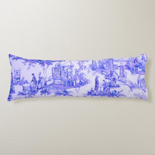 Coussins Longs Français Bleu Blanc Toile Chinoiserie Style Rustiq (Devant)