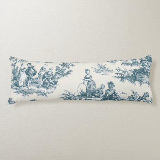 Coussins Longs Français toile de jouy sage vert élégant (Devant)