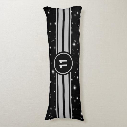 Coussins Longs Frappe de course noir et argent (Devant (Vertical))