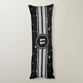 Coussins Longs Frappe de course noir et argent (Dos (Vertical))